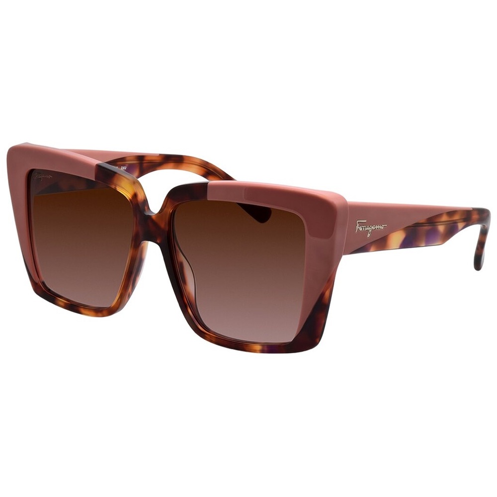 Salvatore Ferragamo Mauve and Tortoiseshell Square Sunglasses Ladies.